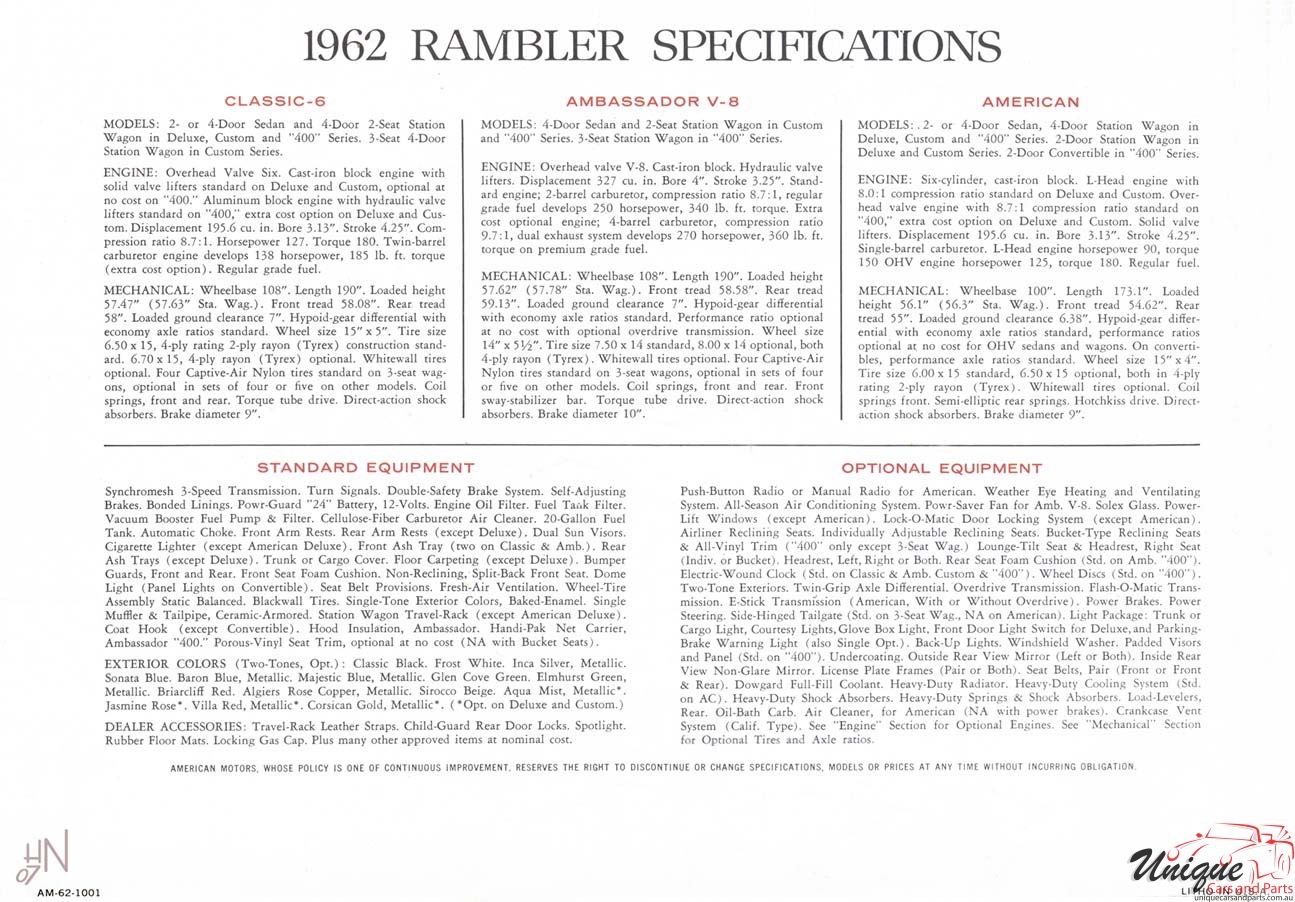 1962 AMC Rambler Brochure Page 5